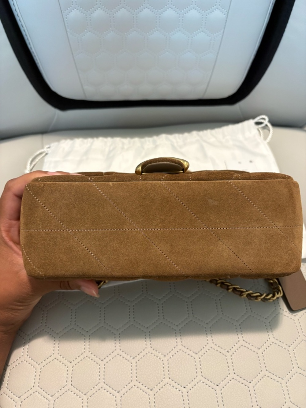 COACH Quilted Tabby Shoulder Bag 20 in Suede Cedar - Picture 10 of 11